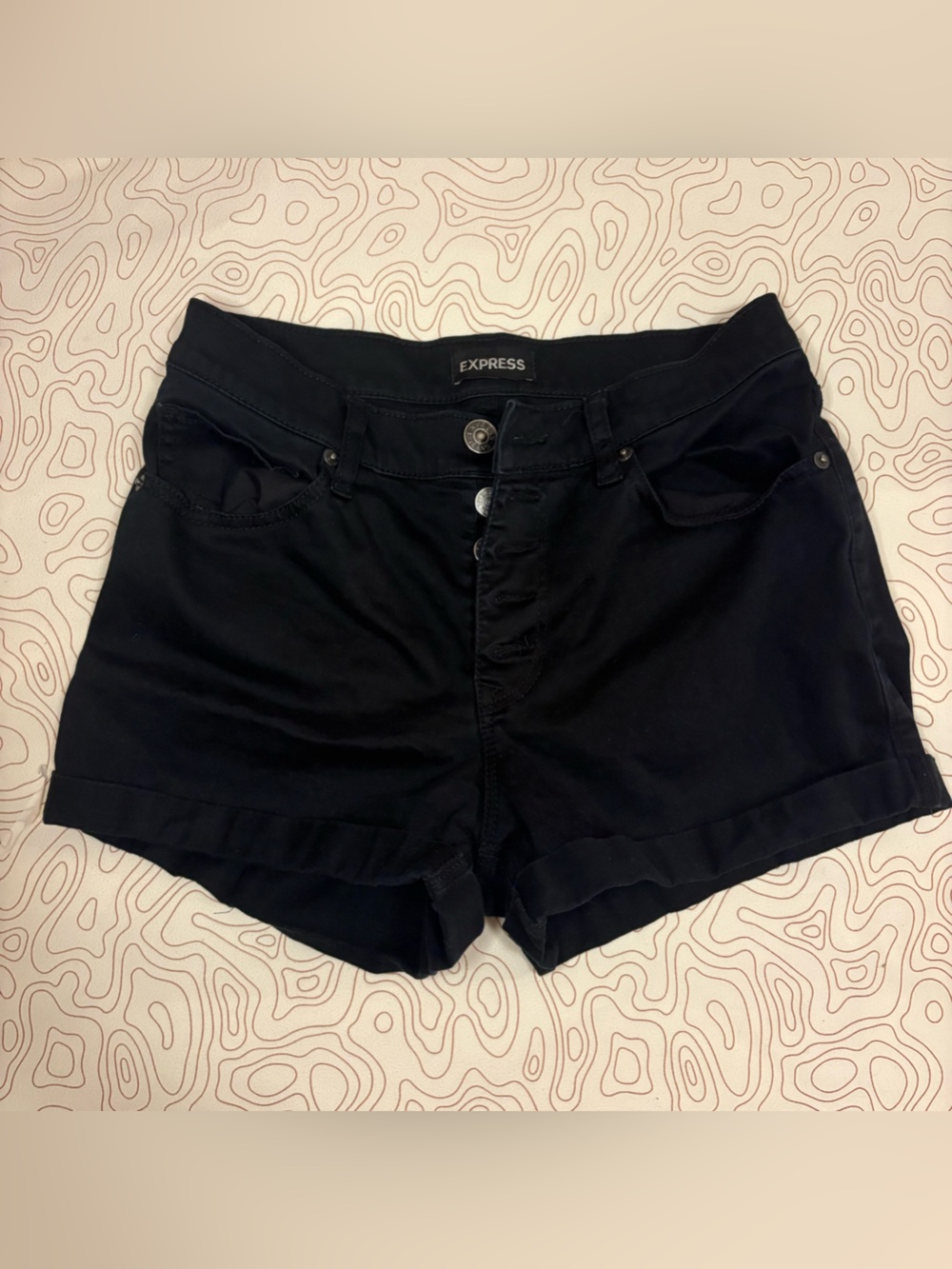 Express Black High Rise Button Fly Denim Shorts – Size 6